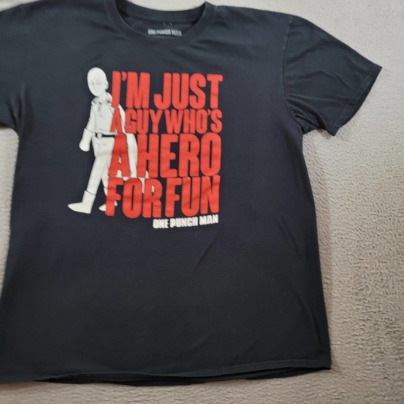 One Punch‎ Man Shirt Mens Extra Large Black Adult Swim Nerd Retro Graphic Tee - Picture 5 of 10
